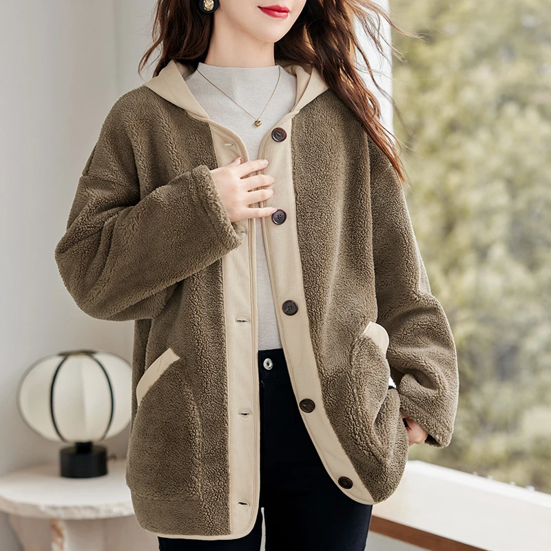 秋冬加绒加厚2026新款冬装女士休闲百搭保暖女装长袖外套时尚连帽