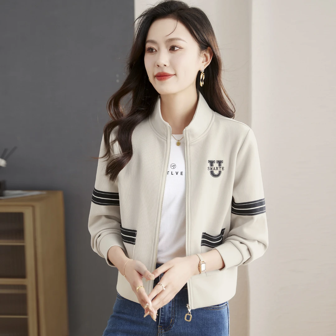 （新）春秋立领外套2024年爆款时尚宽松休闲立领时尚卫衣外套女上衣