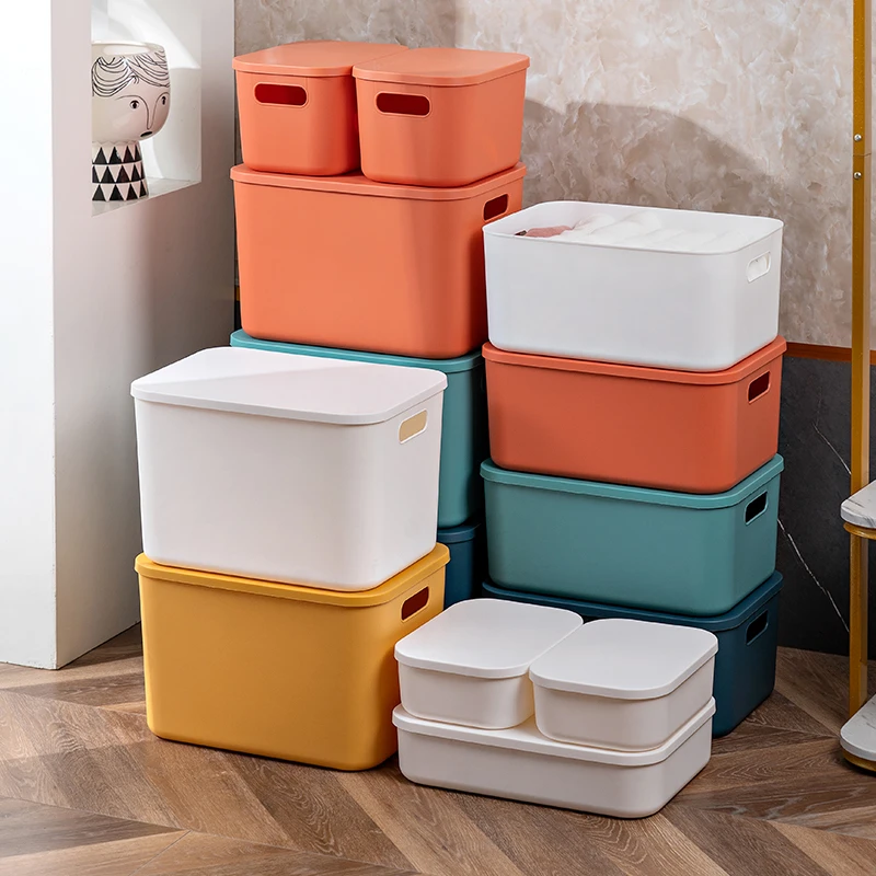 杂物收纳箱宿舍桌面玩具零食整理筐衣柜客厅家用储物盒塑料箱子