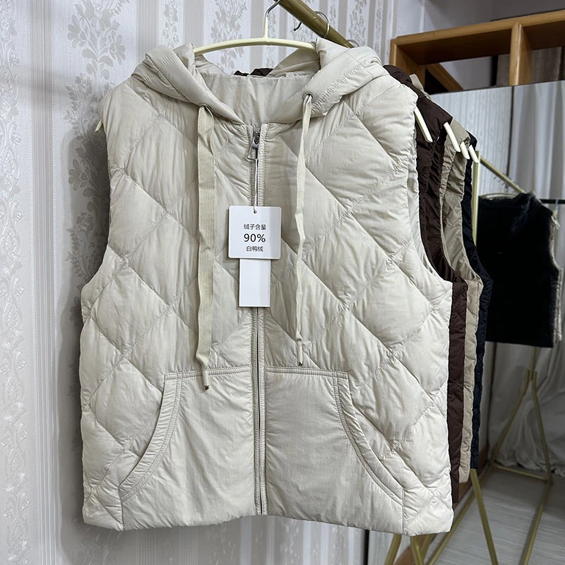 连帽羽绒服羽绒马甲女外套坎肩时尚休闲马夹气质百搭贴身大衣内搭