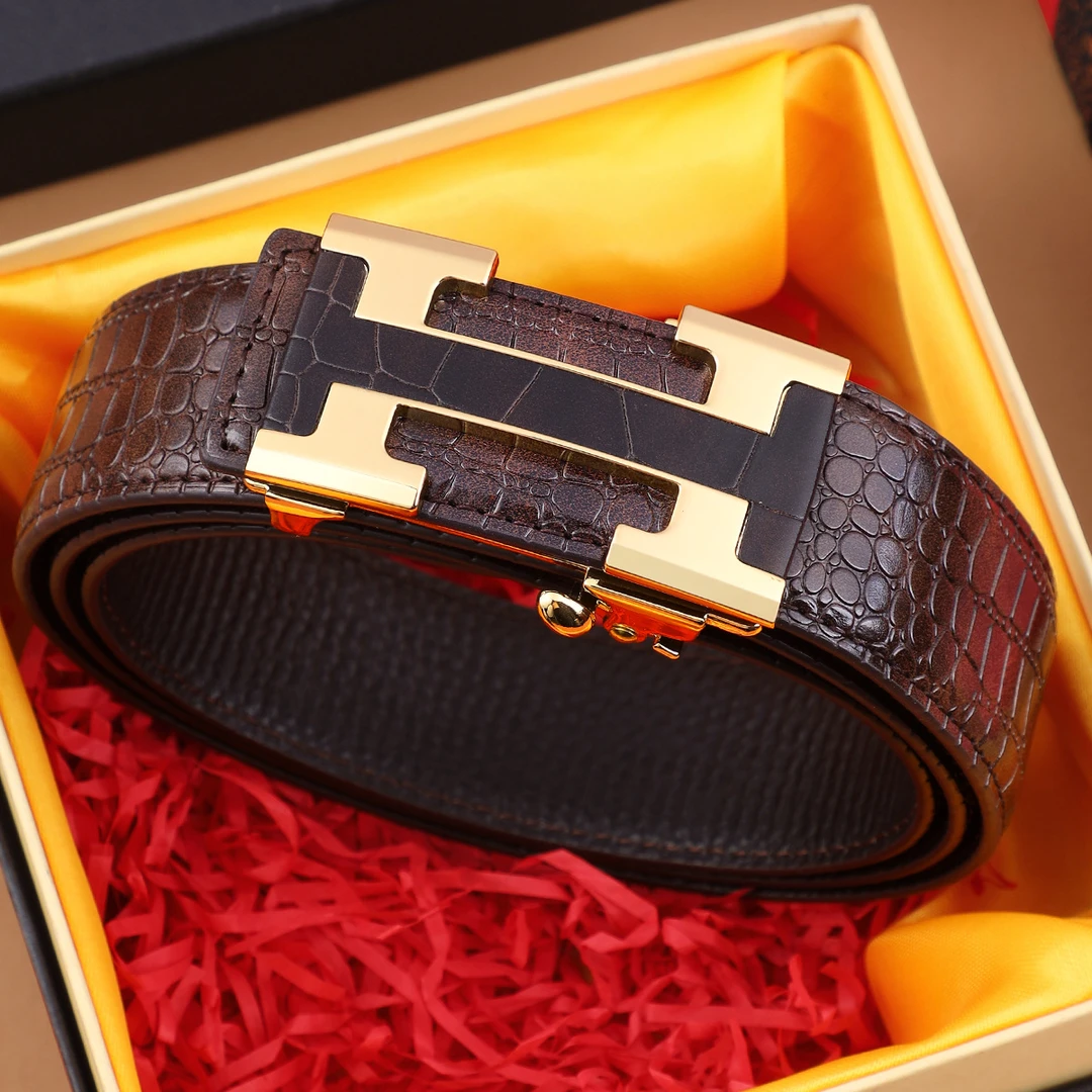 男士高档无牙自动扣皮带商务休闲时尚百搭中青年腰带潮流裤腰带