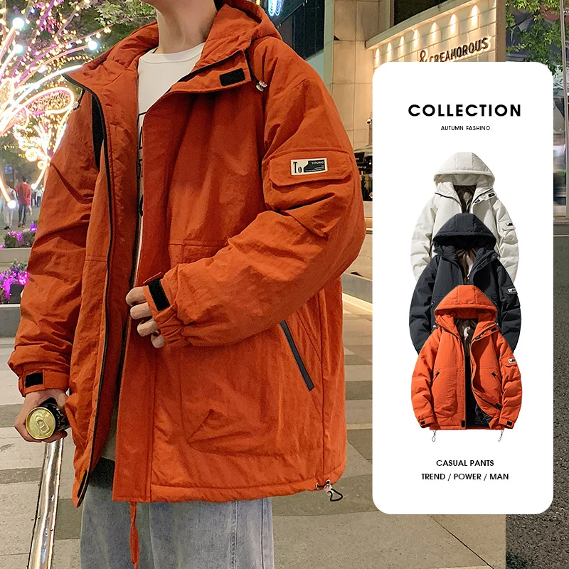 百搭外套男秋冬季防风二棉棉服宽松潮流休闲加肥加大胖子工装夹克