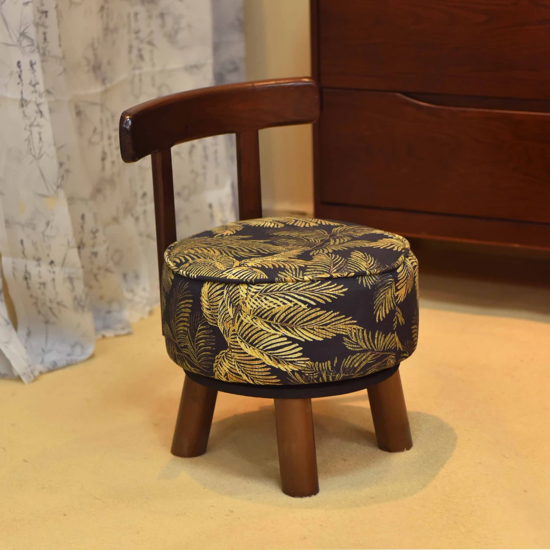 【青花旋转椅】实木旋转小凳子360度儿童椅家用凳客厅沙发凳换鞋凳