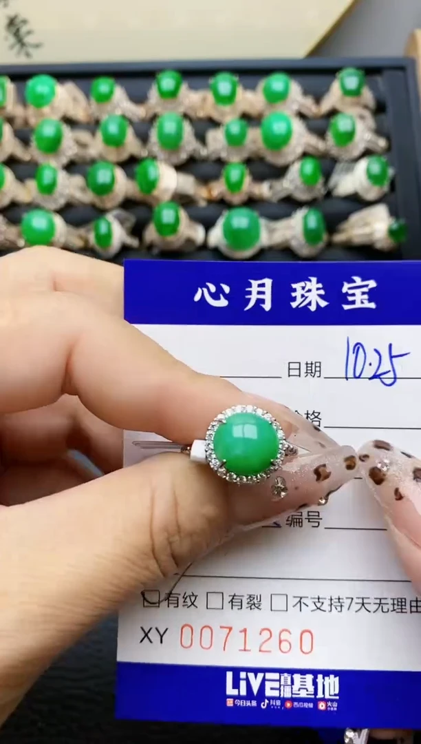 【闪购商品】翡翠戒指银S925镶嵌1260