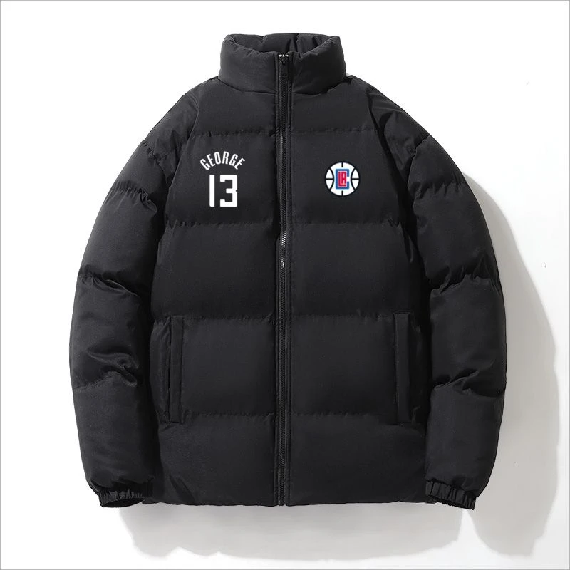 快船队13号乔治运动棉服男女冬季加棉厚款篮球立领外套休闲棉袄子