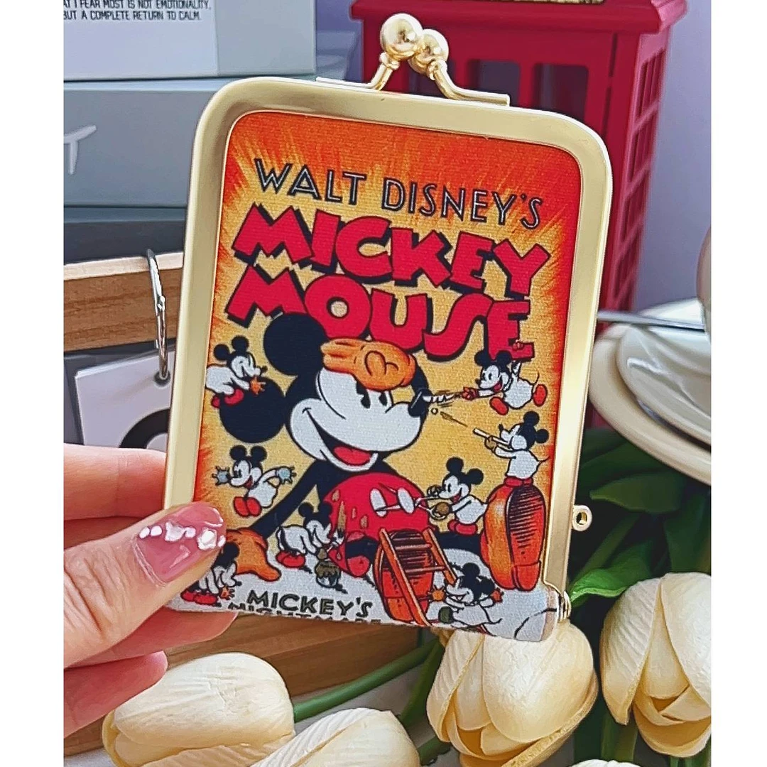 虫虫原创手作|米奇竖版风琴口金包国潮轻便蜡笔小新个性证件包皮