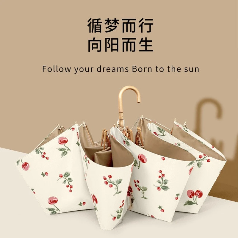 小清新三折金钩伞金杆遮阳伞手开大号彩胶防紫外线折叠防晒太阳伞