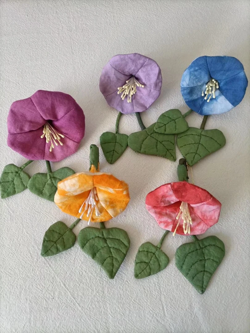 许静手作——布艺牵牛花胸针挂件材料包，两支的价格