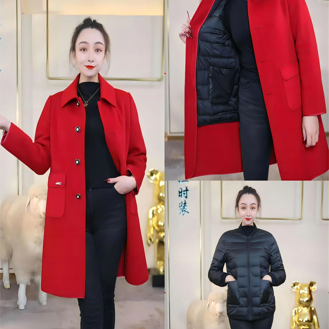 璐娅娜【直播专享】82款绿羽绒服鸭绒大衣羊毛中老年外套冬季女装