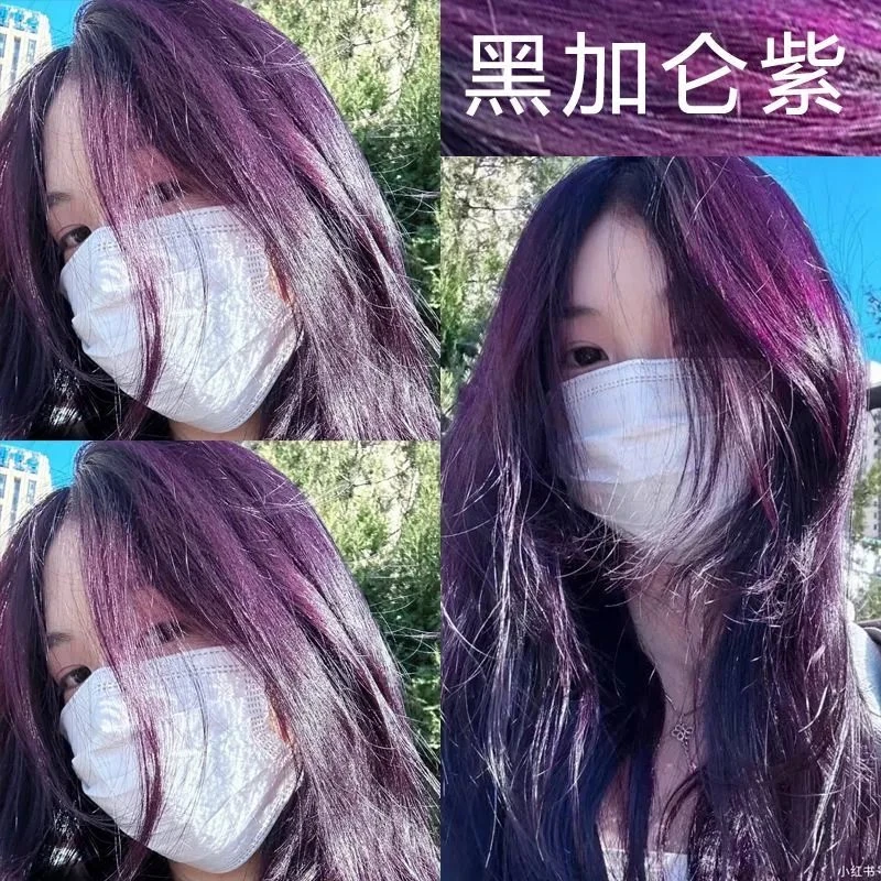 买一送一黑加仑紫色染发膏自己染学生2025流行色爆款鸢尾蓝黑色