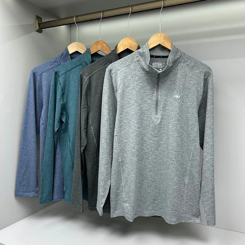 美单小众-阳离子面料秋季男士运动吸湿快干立领半拉链长袖打底衫