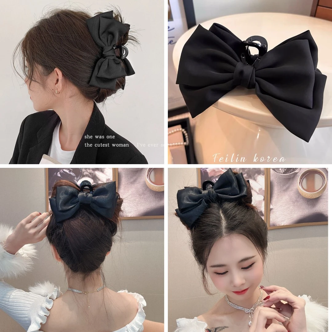 非金属布艺发饰 蝴蝶结大号抓夹鲨鱼夹发夹抓后脑勺盘发发夹气质