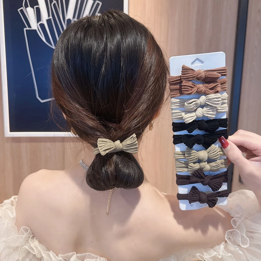 非金属布艺发饰 蝴蝶结简约百搭发绳不伤发高弹力加粗