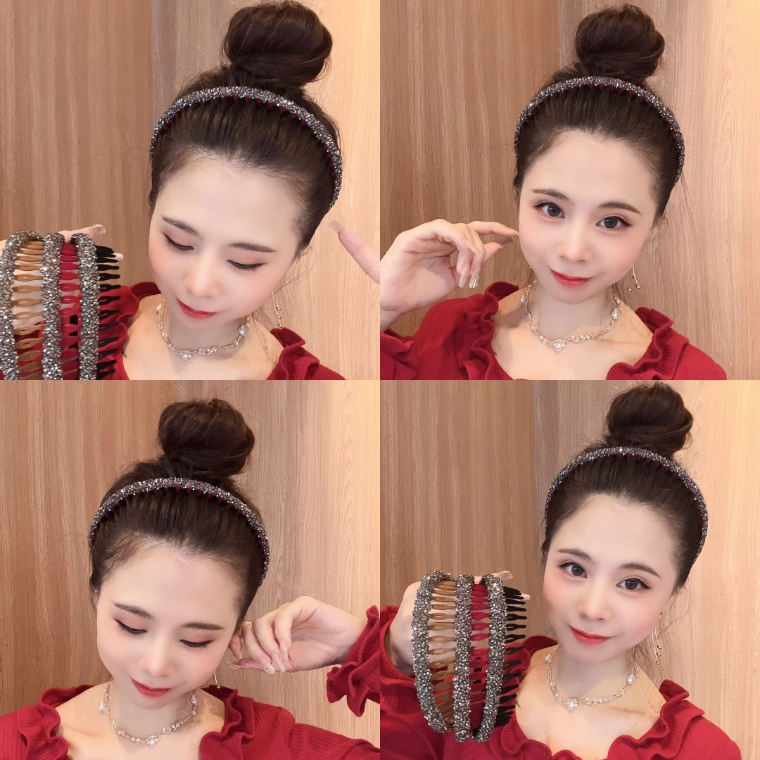 茵语饰品 2025新款3色闪闪齿梳发箍发箍女洗脸压发防滑碎发固定