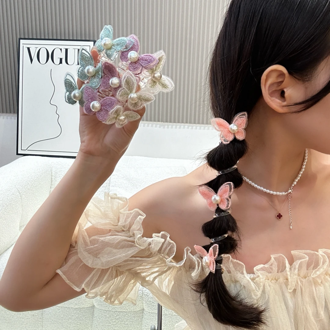 气质优雅蝴蝶结泡泡辫编发神器头绳电话线发圈