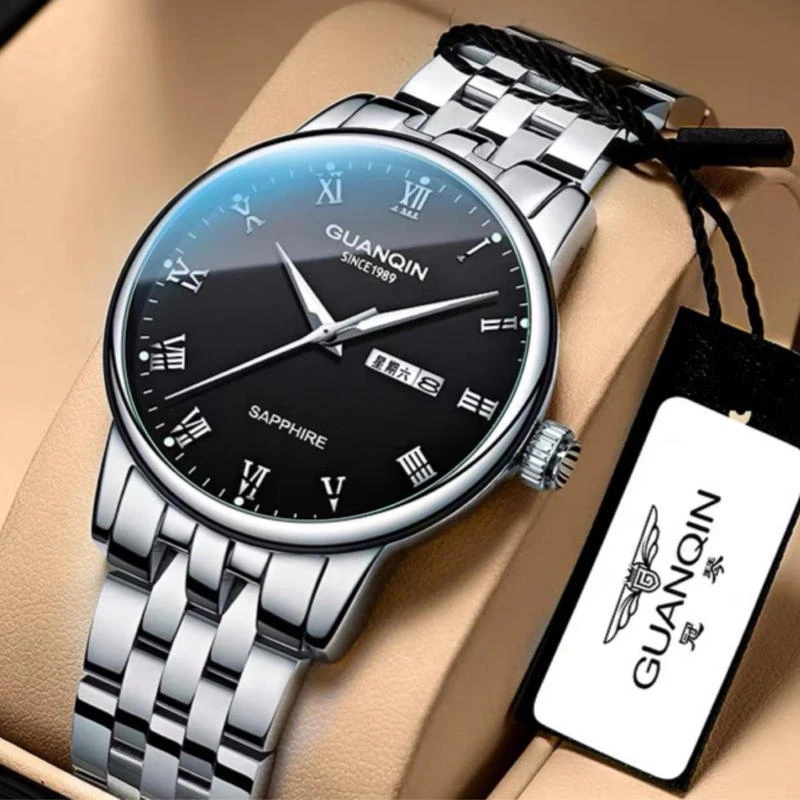 冠琴男士手表男防水夜光男生石英表男表钢带时尚潮流男士腕表正品