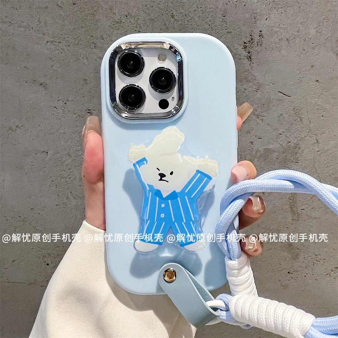 银镜小胖墩适用苹果15/iPhone/华为荣耀/OPPO手机壳包边个性防摔
