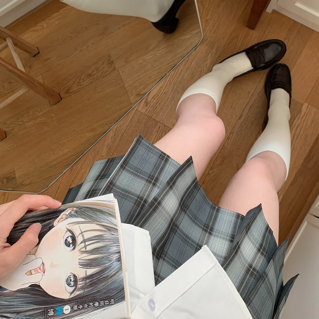 朝雾/百搭日常正品原创日系jk制服格裙百搭学院风黑色显白百褶裙
