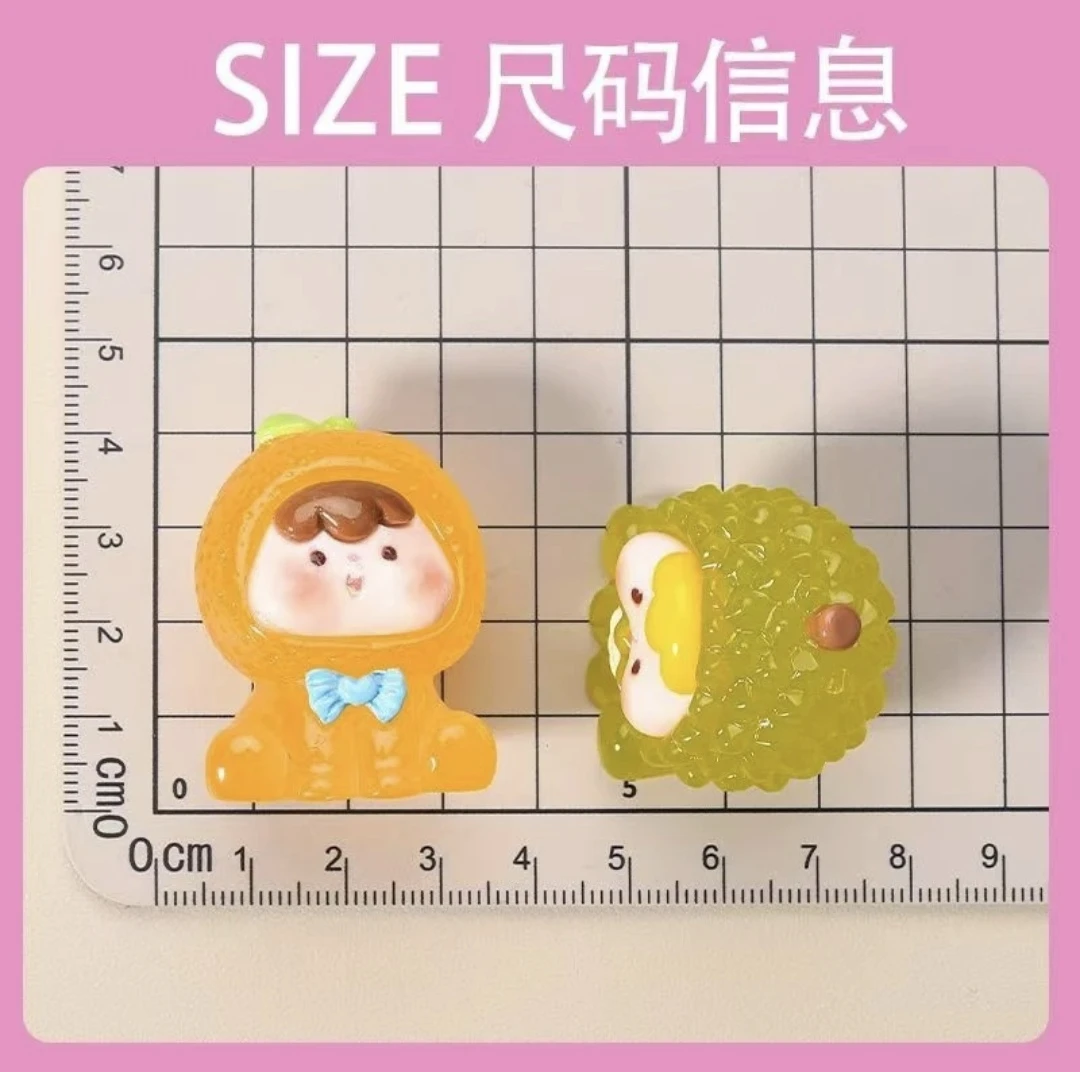 （玩法三）可爱创意树脂立体水果崽崽实色透色夜光DIY摆件挂饰