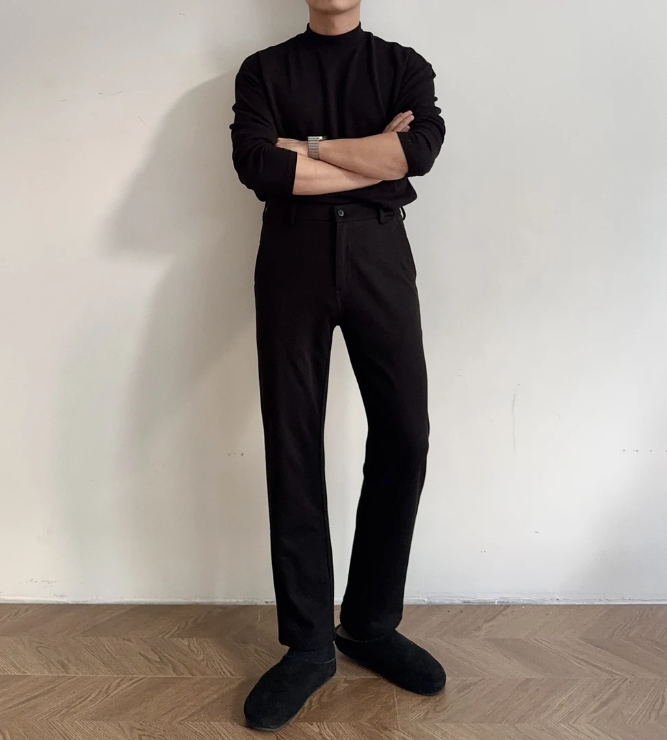 直筒长通勤西裤 弹力 针织