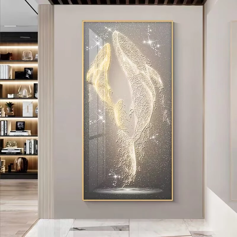 鲸鱼寓意玄关装饰画轻奢现代简约高档客厅背景墙壁画走廊尽头挂画