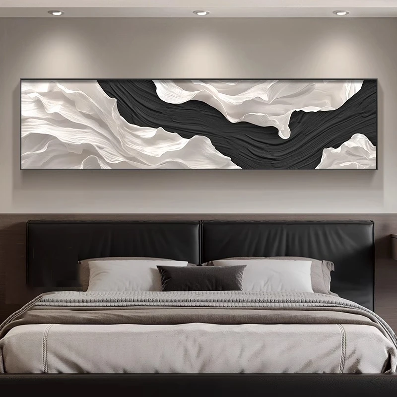 现代简约黑白极简壁画卧室床头挂画抽象高级感客厅酒店房间装饰画