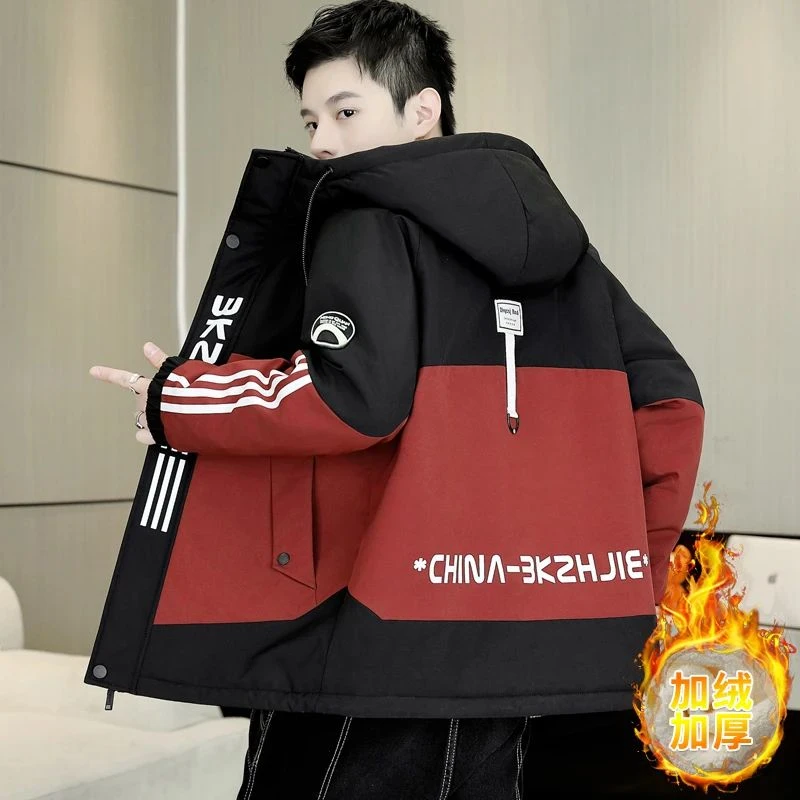 冬季青少年初中高中学生夹克男款潮帅气加绒加厚保暖帅气男士外套