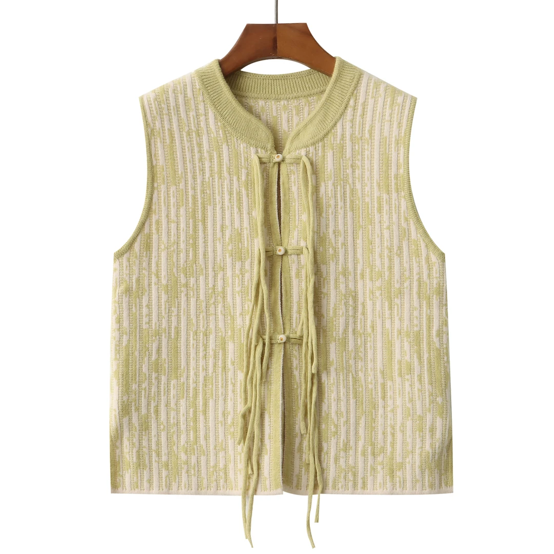 【秋荚】新中式秋冬手工盘扣马甲秋季国风宽松无袖开衫外套