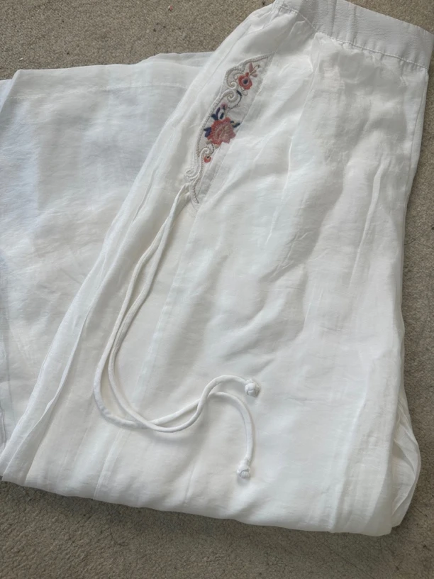 墨下（仙仙裤）夏季新款重工绣花阔腿裤