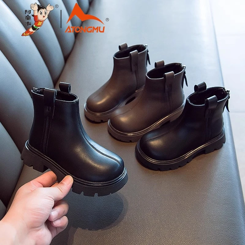 阿童木女童靴子2024秋冬新款儿童短靴加绒马丁靴宝宝时尚百搭棉靴