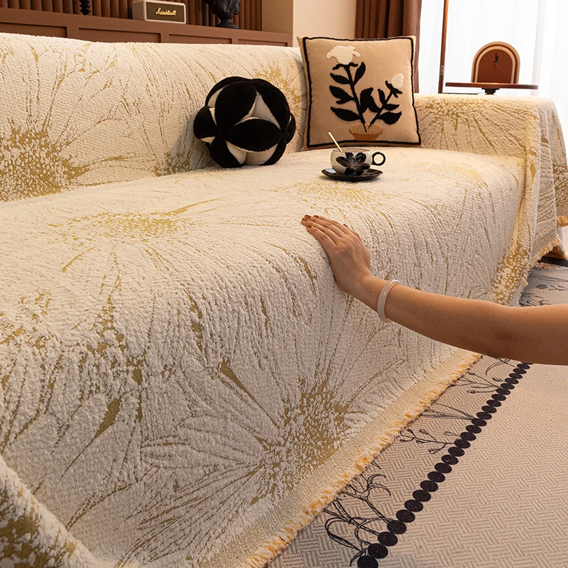 法式毛绒沙发巾2025新款四季通用沙发盖布无需测量冬季套罩坐垫毯