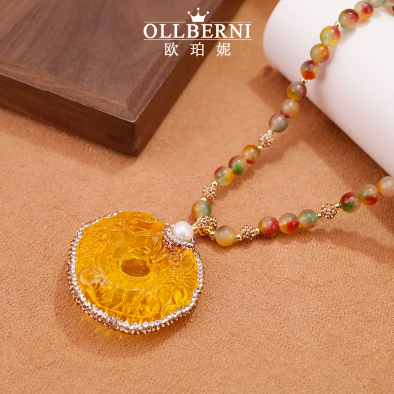 铜合金项链 手工气质时尚百搭复古国风长款民族风镶嵌项链-2006