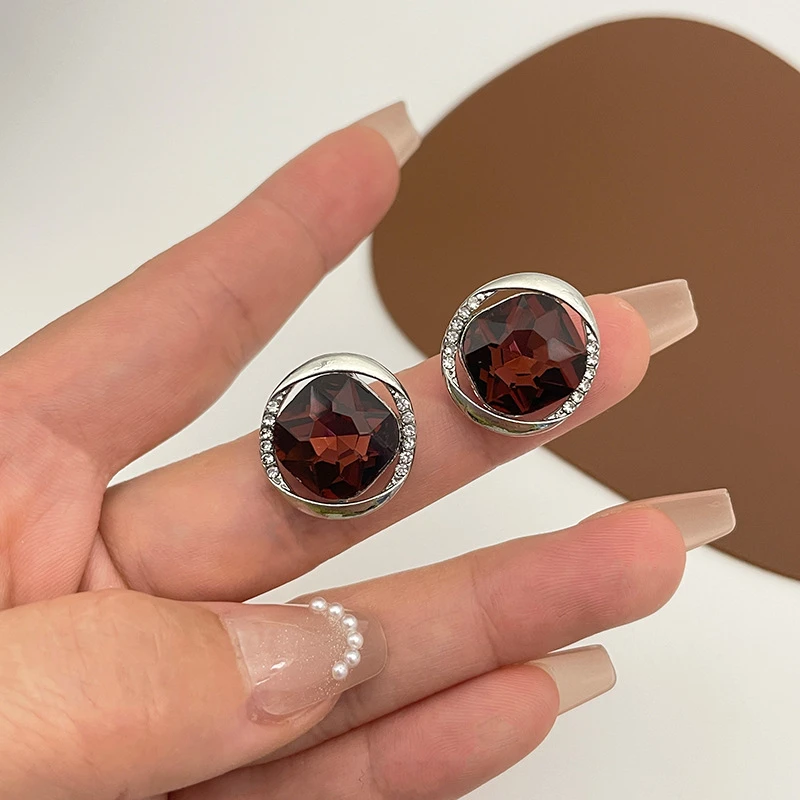 铜合金合成锆石耳饰 合成立方氧化锆  简约大气法式小众女5003