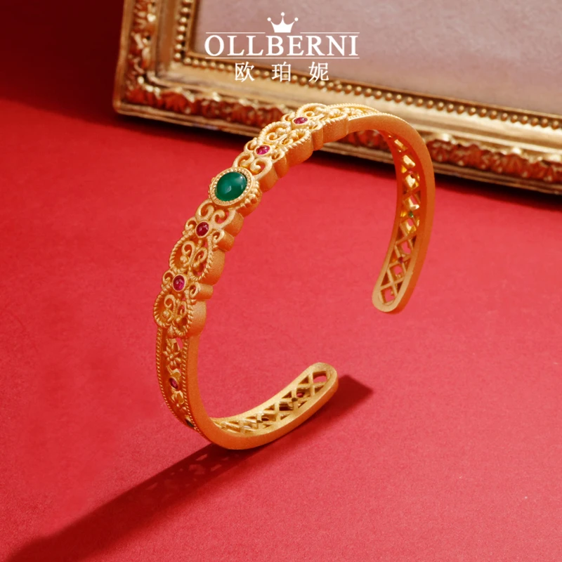 铜合金手链 手工女款气质时尚复古民族风百搭镶嵌精美手镯-3014