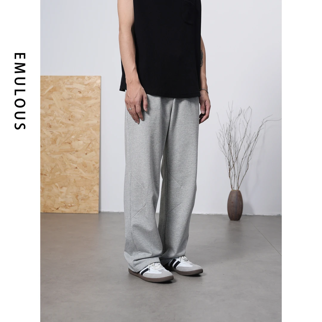 EMULOUS新款褶皱膝盖立体设计高级感百搭休闲时尚运动街头卫裤男