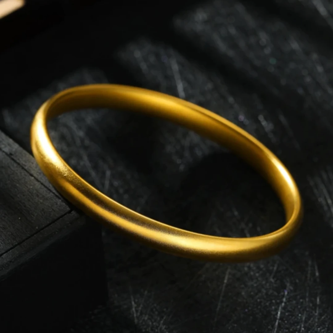 IBELOVE 足金999 古法手工泥鳅背黄金手镯经典简约时尚传承