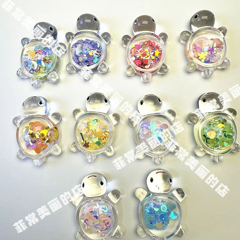 新款夜光透明乌龟摆件闪闪乌龟配件diy树脂奶油仿真玩具景观网红