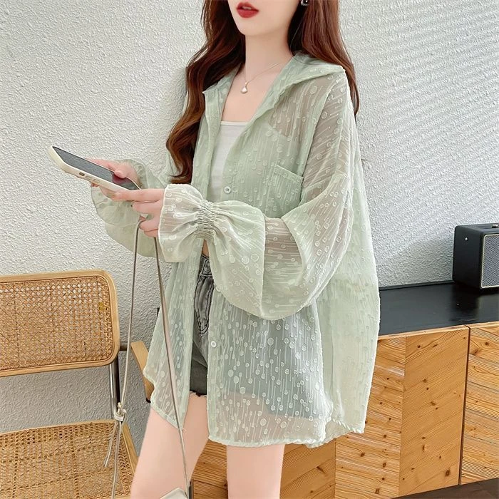 轻薄提花衬衫防晒衣女夏季韩版宽松薄款透气超仙防晒服开衫外套潮