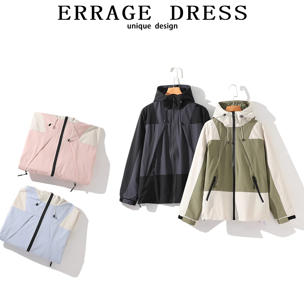 ERRAGE/英拉格新款情侣冲锋衣五防面料拼色户外休闲软壳连帽外套