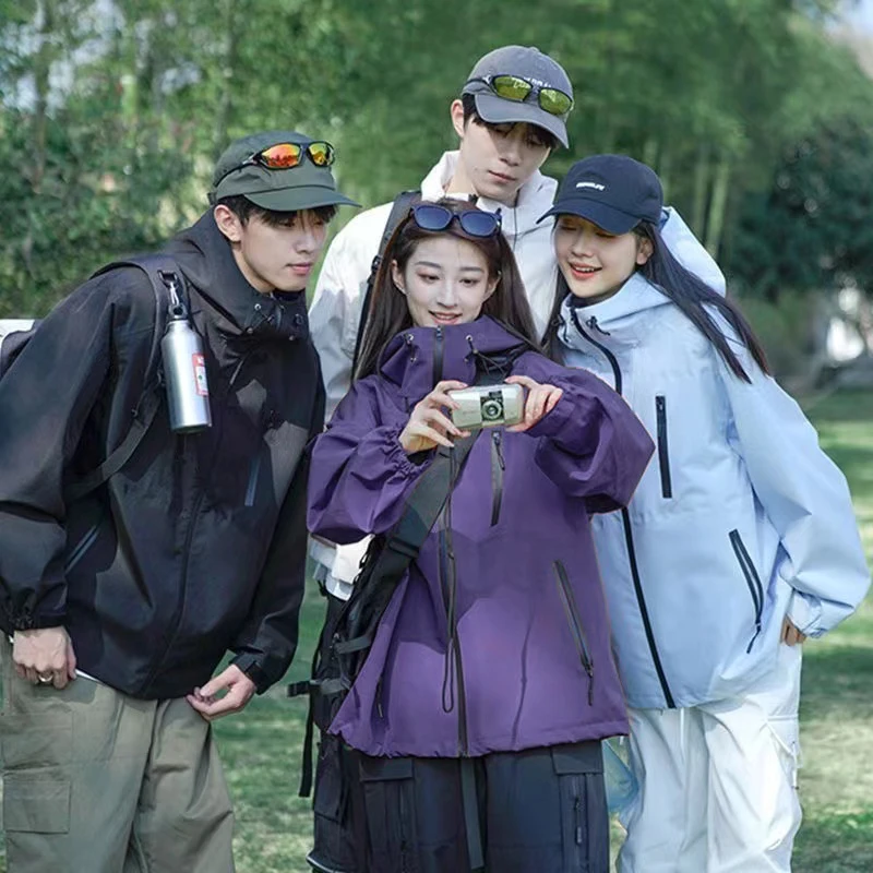 ERRAGE/英拉格连帽冲锋衣外套男女春秋宽松休闲户外防水百搭反季