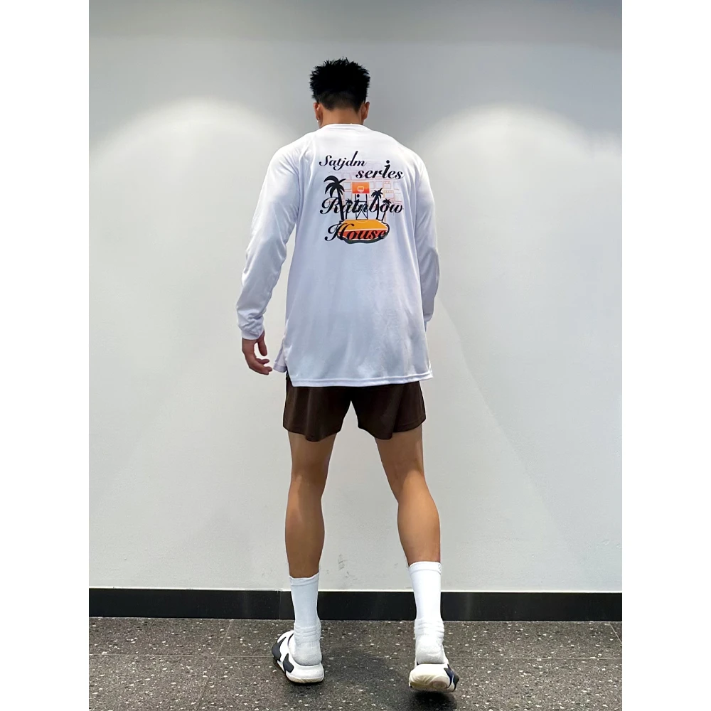 美式篮球训练服长袖投篮服Satjdm运动T恤彩虹球场健身跑步体育生