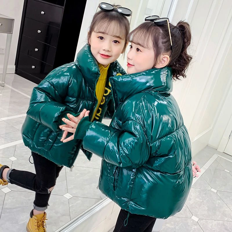 女童服洋气冬装儿童衣外套小女孩袄中大童冬季短款亮面包服