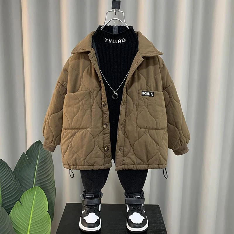 儿童装男童衣加绒外套秋冬季新款加厚夹服冬装宝宝保暖潮