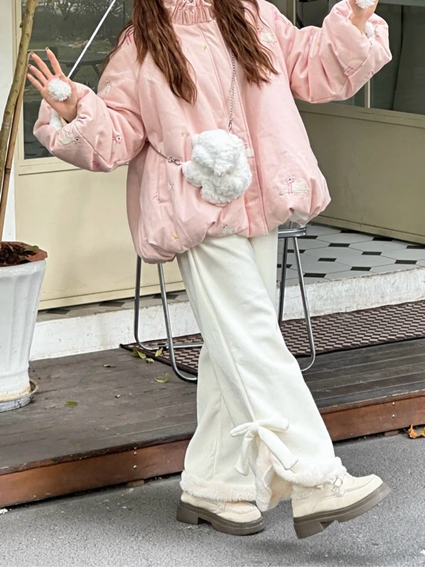 灵灵〖白极光〗一套立减10元日系复古阔腿裤女加绒九分裤半高领打底