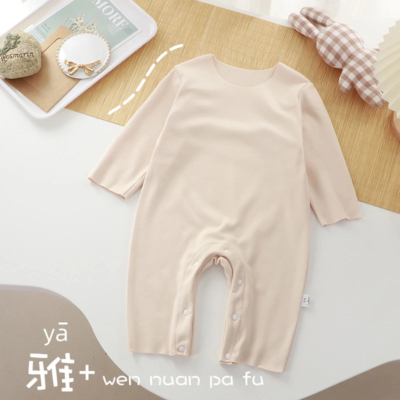 婴儿连体衣春秋厚款长袖哈衣宝宝卡通衣服新生儿睡衣保暖爬服冬