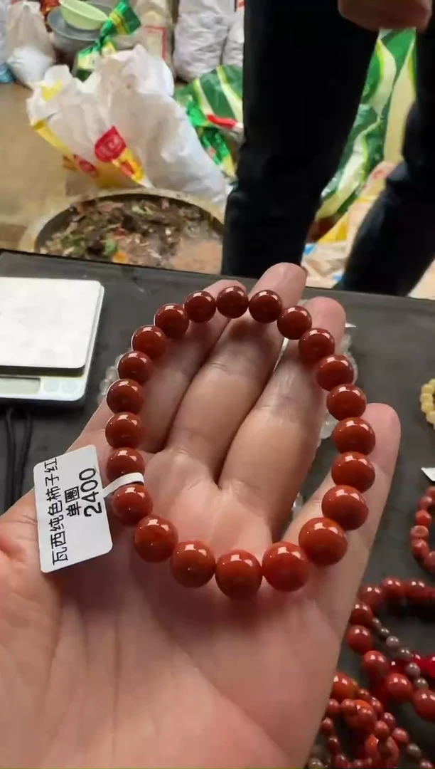 【闪购商品】南红玛瑙手串未镶嵌原矿瓦西纯色柿子红8mm单圈