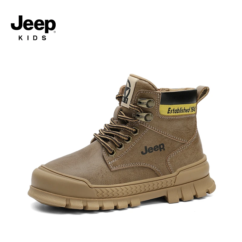 Jeep马丁靴男童鞋秋冬款中大童短靴短筒皮靴女童儿童靴子22AW6142