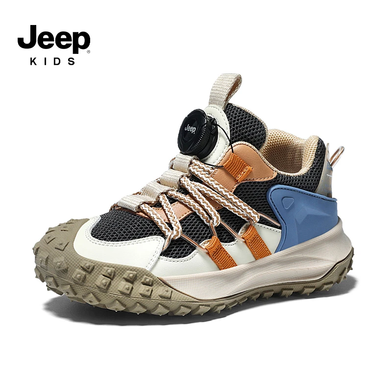 Jeep 童鞋女童运动鞋防撞春季2024新款老爹鞋旋钮儿童鞋 23SS0566