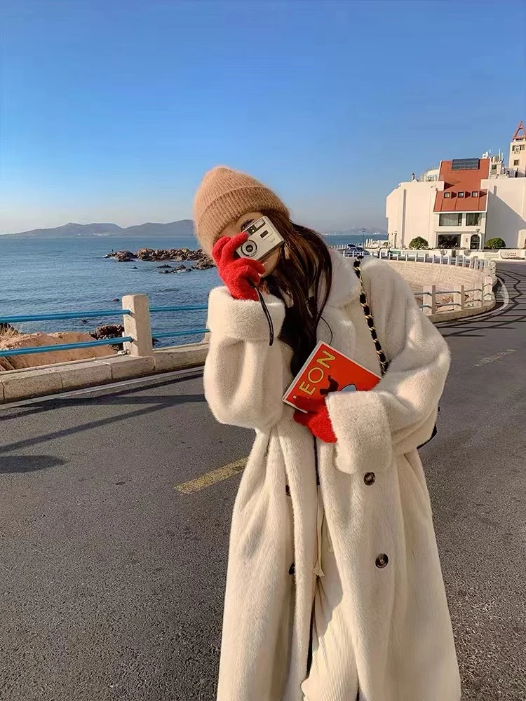 【贵妇战袍4.0】2025加厚长款西服领毛毛一体外套时尚气质毛毛大衣