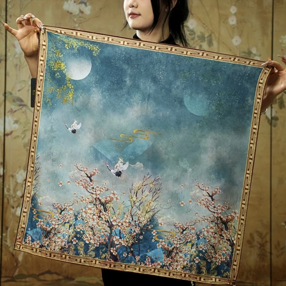 【杏花春雨】香韵 花罗 提花 镂空 70*70方巾